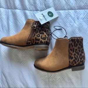 NWT Toddler Zipper Chelsea Boots, Cat & Jack, Size 7, Cognac Brown & Cheetah